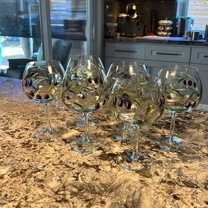 Beautiful hand cut and painted Czechoslovakian goblets